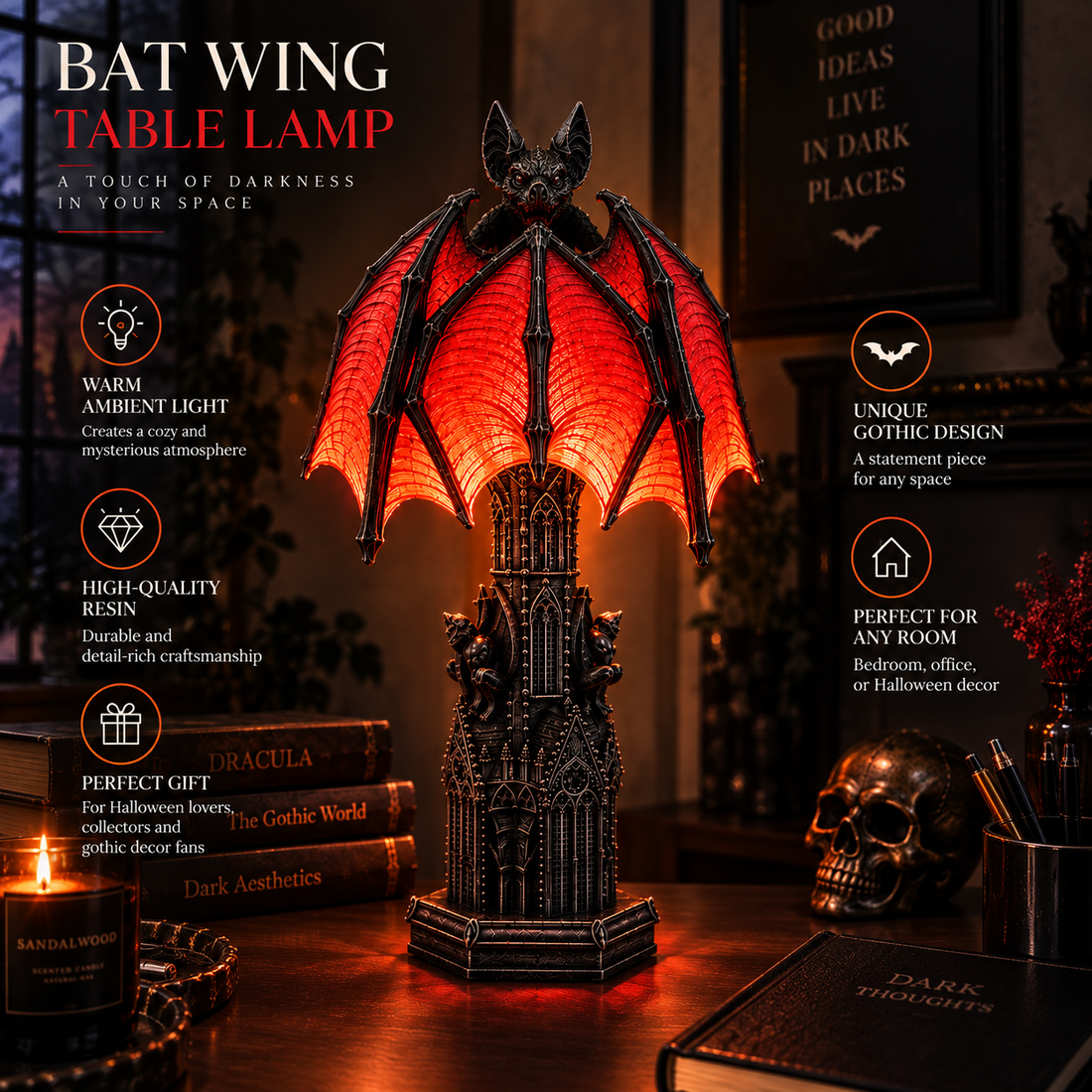 Bat Halloween Lamp By Elviry